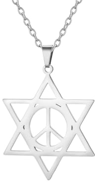 LIKGREAT Davidsstjärna halsband fredstecken halsband rostfritt stål hexagram hänge judiskt skydd smycken hippie fest tillbehör, En storlek, Rostfritt stål, Ingen ädelsten