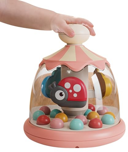 Giostra – Palla rimbalzante con movimento premibile, set da gioco per bambini, giocattolo d'azione colorato | Attività di apprendimento precoce per bambini 2 ai 4 anni, divertente movimento indoor