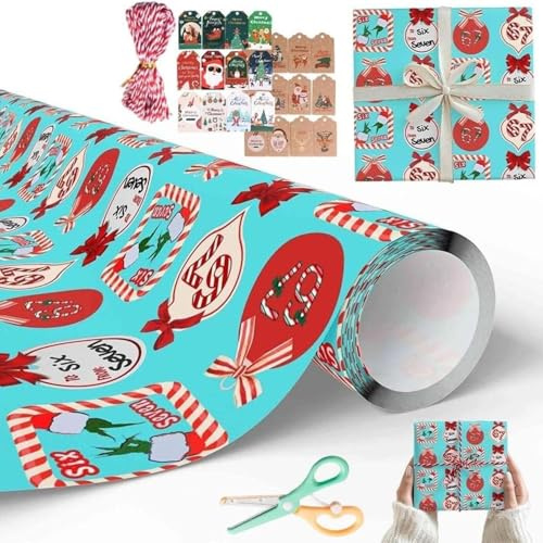 67 Meme Weihnachtsgeschenkpapier, lustige Geschenkpapierrolle für Kinder, einzigartiges Meme-Urlaubs-Geschenkpapier, breite Geburtstags-, Weihnachtsmann-Geschenkrollen (C-50 x 450 cm)