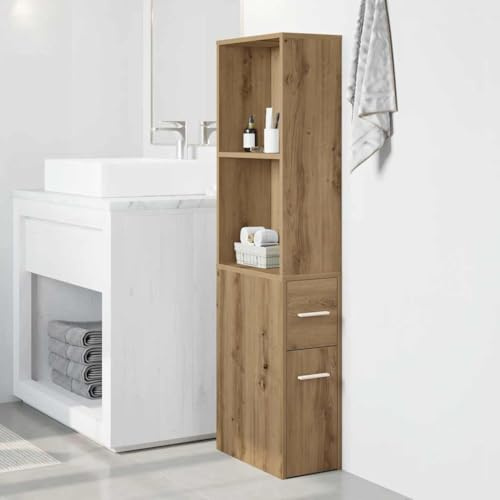 Frdhee Armoire de ménage multi-usages - Armoire étroite avec roulettes - En chêne artisanal - Armoire polyvalente pour bureau, couloir, cuisine, buanderie, facile à monter