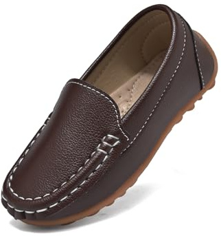 Yeeteepot Mocasines de PU Cuero para Niños Marrón Oscuro 35 EU = 36 CN