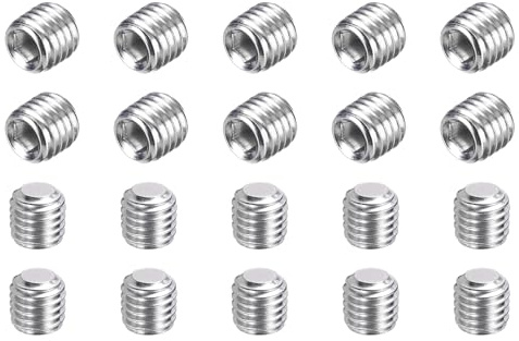 QUARKZMAN 20 Pcs Tornillos Sin Cabeza M10-1.5 X 10mm, 304 Acero Inoxidable Punta Cóncava Cabeza Allen Hexagonal Interna Para Reparación De Accesorios De Baño Muebles Proyectos DIY