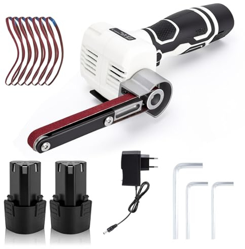 WODHMIEY Ponceuse a bande electrique lime electrique mini ponceuse a bande portative changement rapide faible bruit poignee caoutchouc for bois metal cuir verre