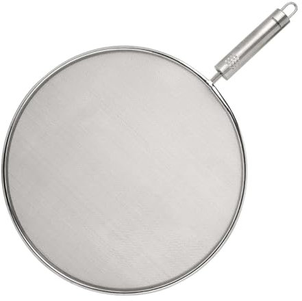 Fackelmann Opal Splatter Screen 29cm, Cooking Splatter Guard for Frying Pan, Grease Splash Guard, Stainless Steel Extra Fine Mesh, 42.5x29x2.5cm, Silver