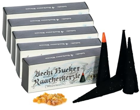 Bockauer Räucherkerzen Erzgebirgische Aecht Bucker Raacherkerzle - Echt, Räucherduft:5 Packs Weihrauch Riesen