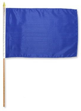 12x18 Royal Blue Stick Flag mounted on a 24 inch wooden stick staff (Super Polyester) cloth Fabric (Sewn Edges for Durability)12x18 12x18