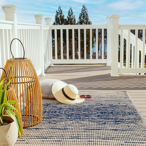 FAB HAB dégradé Ombre Tapis d'extérieur - Brooklyn Bleu - résistant à l'eau, ne Fade Pas, réversible - Plastique recyclé Premium - terrasse Balcon Cuisine entrée - 240cmx300cm