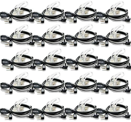 Retevis Funkgerät Headset 2 Pin Kopfhörer mit Schallschlauch Kompatibel mit Baofeng UV 5R 888S Walkie Talkie RT24 RT27 RT617 RT622 Kenwood Nestling Funkgeräte Headset mit Mikrofon (20 STK)