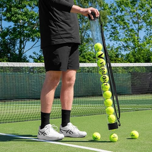 Vermont Tube Ramasse-Balles de Tennis [Capacité de 15 Balles] | Rangement et Transport Faciles des Balles | Fabriqué en PVC Léger et Durable