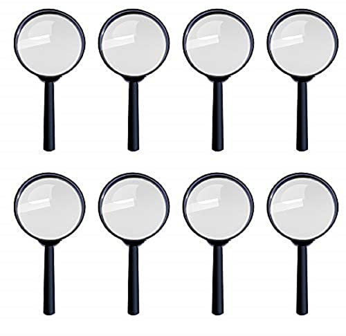 GOLDGE 8pcs Handheld Large Magnifying Glasses for Kids Toy Magnifying Glass, for Reading, Inspection, Hobbies & Crafts