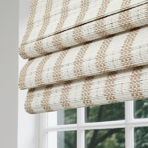 PASSENGER PIGEON Blackout Bamboo Roller Shades, Natural Wood UV Protection Light Filtering Roman Shades, Roll Up Blinds with 6 H Valance for Windows, Doors, Porch