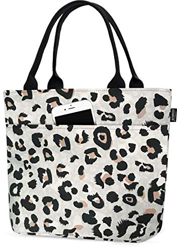 Kühltasche Klein Leicht Lunch Tasche Isoliertasche zur Arbeit Schule Faltbar Wasserdicht Reißverschluss Leopardenmuster
