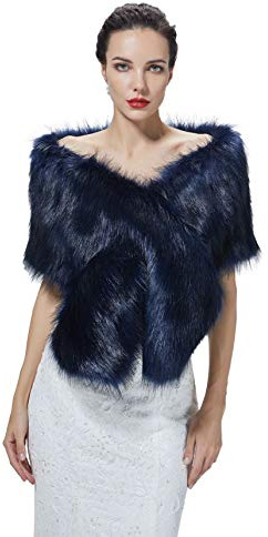 BEAUTELICATE Kunstpelz Schal Stola Bolero Damen Brautschal Wrap Jacke Mantel Winter Hochzeit Gatsby 1920er Jahre Kostüm