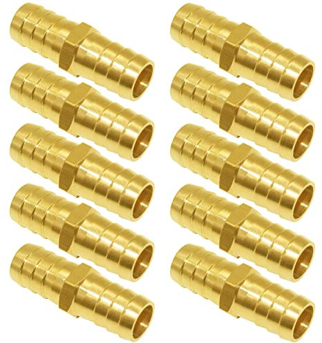Joywayus 10PCS Brass Hose Barb 5/8 Hex Union Brass Hose Fitting