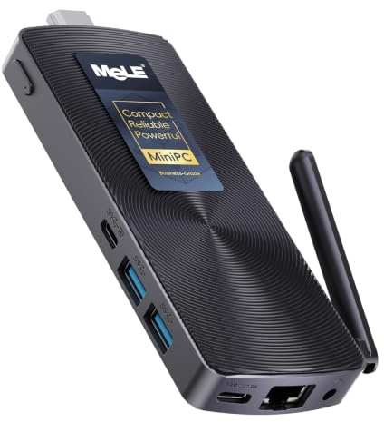MeLE Fanless Mini PC Stick PCG02 N100 8G RAM 128G Win 11 Pro Business-Grade | Micro Desktop Computer|HDMI+USB-C|Ethernet LAN WiFi 5 BT5.1|4K Dual Display|Linux Ubuntu PC|0dB Silent 24/7 on Business IoT