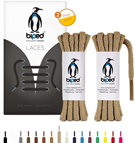 biped LACES 2 paia di lacci tondi in cotone ø 5 mm extra spesso - lacci di qualità antistrappo per scarpe in pelle, stivali, stivali - per scarpe da lavoro, tempo libero e sportive - made in EU z2902