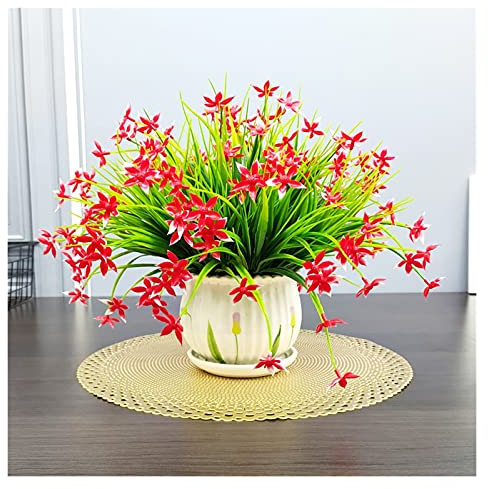 Künstliche Topfpflanzen Simulation Blume und Grünpflanze Künstliche Topfpflanzen im Topf Künstliche Pflanzen Dekoration (F)