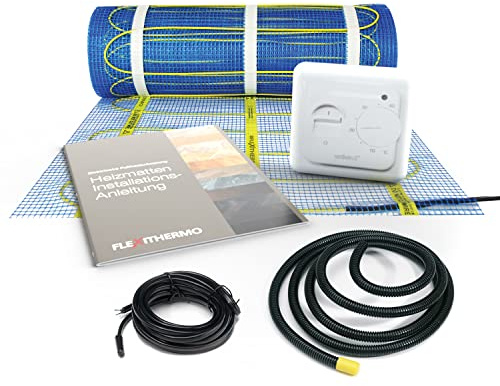 Flexithermo™ Standart elektrische Fußbodenheizung Komplett-Set I Heizleistung 150 W/m² (5,0m x 0,5m; 2,5m²) Fußbodenheizung elektrisch f. Böden aller Art I inkl. Manuellem-Thermostat