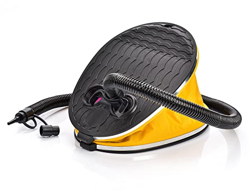 Luft Fußpumpe Mini Schritt Schnelle Inflator Mit 3 Wasserhähne Ventil Adapter Für Schlauchboot Spielzeug Bett Ballon Betten Planschbecken Garten Spielzeug Schwimmen Wasserball (Schwarz-Gelb, 5L)