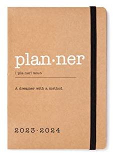Letts Eco Writers Words A6 akademischer Terminplaner 2023/2024 Wochenansicht, braunes Kraftpapier
