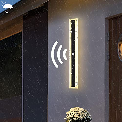 KZT LED Lange Wandleuchte 80cm Wandlampe mit Bewegungsmelder IP65 Wasserdicht Wandbeleuchtung Anthrazit Aussen Wandlampe Außen Innen Deckenleuchte für Garden Korridor Balkon Terasse Warmweiß 3500K