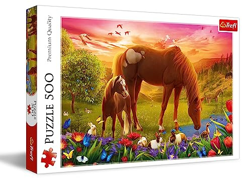 Trefl - Puzzle 500 Teile, Pferde auf der Wiese, Klassische Puzzles
