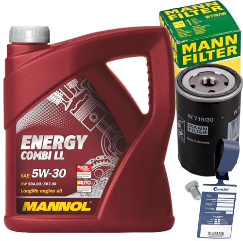 BandelOne Mann Ölfilter HU719/30 + Mannol 5W30 Öl für T5 Golf 4 5 6 A3 A4
