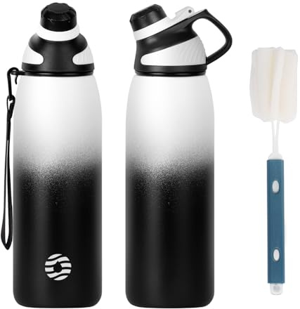 Fjbottle Borraccia in acciaio inox da 600 ml/800 ml/1 l/1,5 l, con coperchio magnetico, senza BPA, borraccia termica in metallo per sport, bevande calde e fredde, a prova di perdite, per palestra,