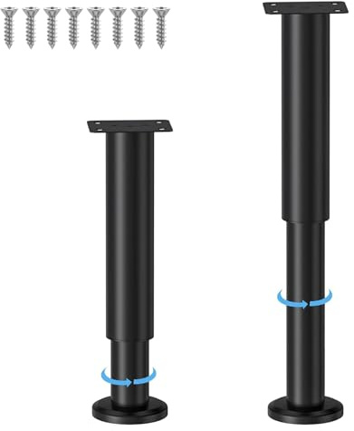 YELIKIT 2-Piece Bed Support Legs - Adjustable Metal Furniture Legs 18-30cm for Bed, Sofa, Cabinet, Couch, Dresser, Table