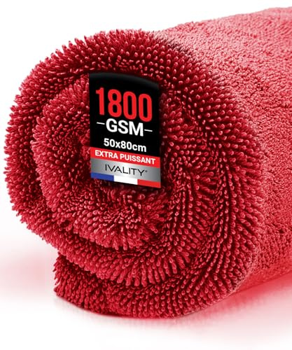 Ivality® Toalla XXL para Secar Coche 80 x 50 cm Ultra Absorbente 1800 GSM Toalla Trenzada de Microfibra para Motocicleta - Toalla de Microfibra Libre de Pelusa y Suave para Pintura Cuidado del Coche y