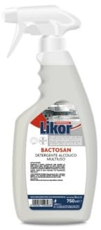 Detergente alcolico confezione da 6 pezzi BACTOSAN 750 ML per tutte le superfici è adatto per la pulizia di cucine, scuole, alberghi, case di cura, industrie alimentari.