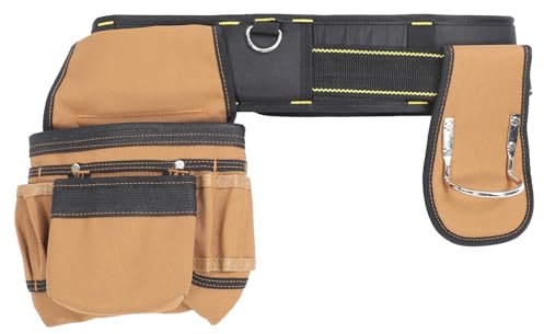 Verstellbarer Taillen-Werkzeuggürtel mit 12 Taschen, Abnehmbarer Tasche, Hammerhalter für Bequemes Tragen und Geräumige Aufbewahrung