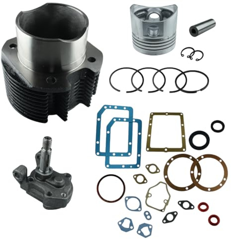 Generico Cylinder- och kolvsats oljepump full packning och packning kompatibel med Lombardini Diesel Lombardino-motor 6 L 360 för motorkarta och motorkultivator