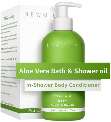 New Miuz Aloe Vera In Shower Body Conditioner Natural Post Shower Care Moisturizer for Body Legs Soothing Bath Oil Honey Oats Jojoba Self Care Spa Gift