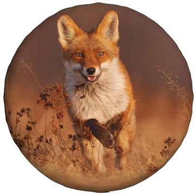 Universal Ersatz Ersatzrad Abdeckung Red Fox Jagd Sonnenuntergang Wasserdicht Reserveradabdeckung Staubdicht Reifen für Anhänger, Wohnmobil, SUV, Geländewagen Rad 15 Zoll