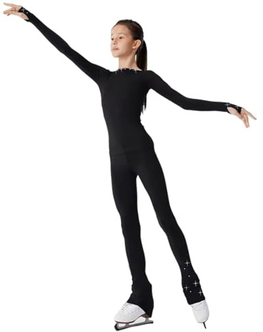 LIUHUO Eiskunstlauf-Anzug, Hose, Jacken, Mädchen, Damen, bequeme Trainingskleidung, Schwarz