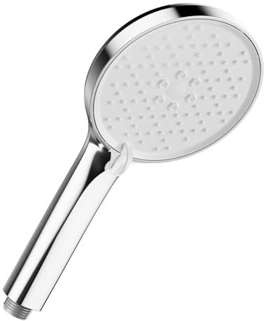 Cobbe Soffione Doccia a Risparmio d'Acqua, Doccetta ad Alta Pressione con 3 Tipi di Getto, Soffione Doccia Grande, con Funzione Anticalcare, Bianco/Cromato