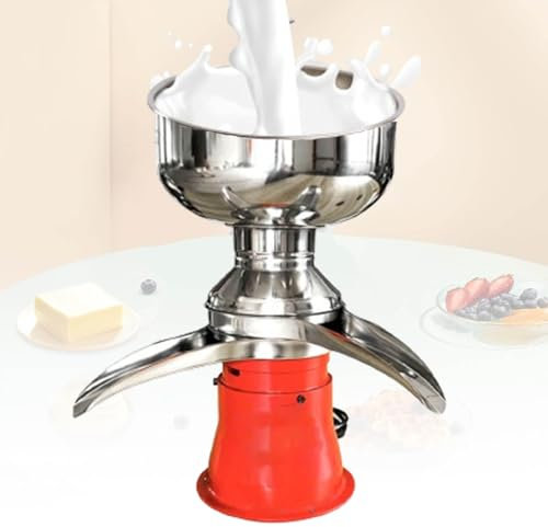 MhWrughts Cereal Cup Milker, 304 Stainless Steel Electric Cream Separators, 50L/H Output 9500RPM Goat Milk Separator, Milk Skimmer for 110-240V
