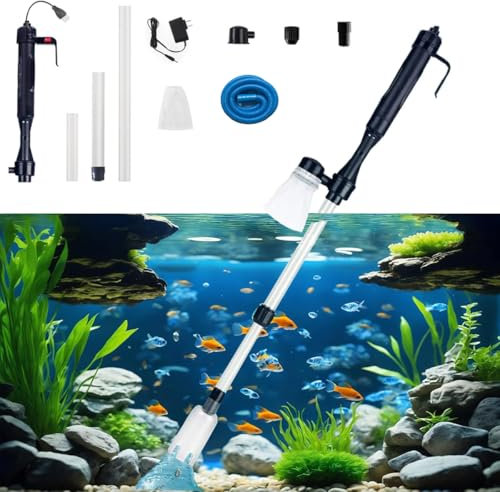 fdsmall Fischtank Reiniger Aquarium Kies Reiniger Elektrische Fischtank Reinigungswerkzeuge Einstellbare Wasserfluss Aquarium Reiniger Kit Fischtank Kies Staubsauger (Plug)