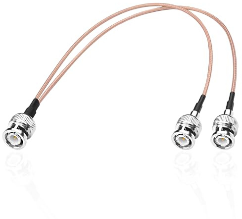MEIRIYFA RG316 BNC Splitter cavo coassiale BNC maschio a doppio connettore 50 Ohm Y splitter cavo di prolunga per fotocamere, dispositivi video, sistema CCTV (34 cm)