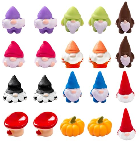 Select Zone 20 figuras de duendes de otoño de resina, pequeños duendes navideños, decoración en miniatura, accesorios para jardín de hadas, decoración de jardín para Navidad
