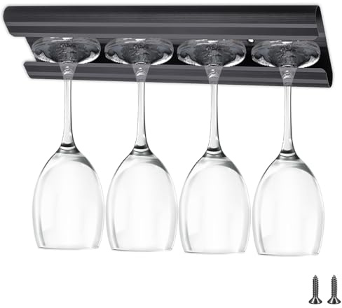 Weinglasregal, Unterschrank, Weinglashalter, Weinglashalter unter Schrank, Weinglashalter für Bars und Restaurants (Schwarz)