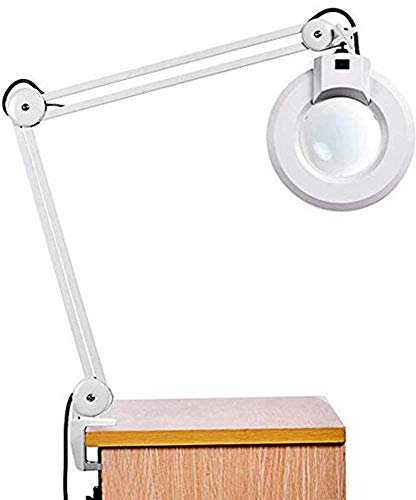 Loupe, lampe loupe 5X - Lentille éclairée par la lumière du jour - Lampe de bureau grossissante Loupe rotative Bras pivotant Lampe de table de bureau, pour table, tâche, artisanat, bijoux, coutur