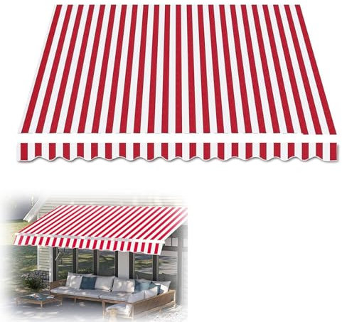 Manuelle Markise, einziehbar, für Außenbereich, Terrasse, Garten, Sonnenschutz, UV-Schutz, Rot, 6 x 1,5 m