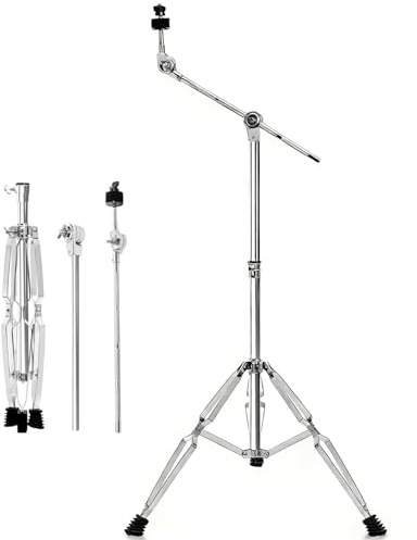 Youeon Cymbal Boom Stand Adjustable Height 30-58, Double Braced Tripod Cymbal Straight Stand with Non-slip Rubber Feet for Mounting Crash, Ride, Splash Cymbals