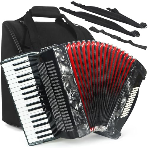 Accordion, 34 Key 60 Bass Keyboard Accordion, Professional Accordion, Adult Accordion Educational Instrument for Beginners and Students