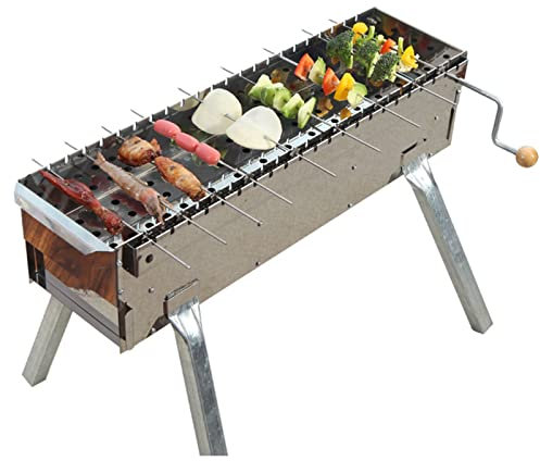Parrilla portátil de manivela, semiautomática, giratoria, de carbón, para Exteriores, Picnic, Barbacoa, Camping, Patio, Barbacoa.