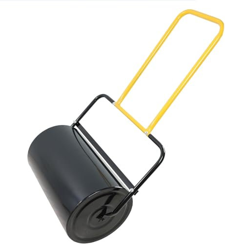 Högkapacitets gräsmattevals för gräsmattevård, stor 40 liters vatten-/sandpåfyllning, ergonomiskt U-format handtag, användning för trädgårdar och parker, svart