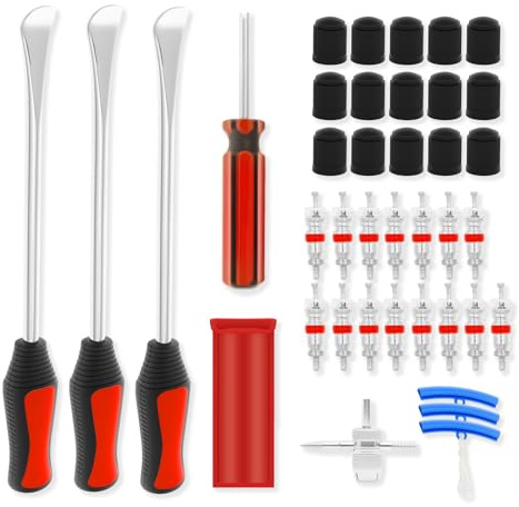 PEIZHIYC 39 leve per pneumatici, leva di montaggio per pneumatici, leva di montaggio con 15 valvole e inserto valvola, leva per il montaggio degli pneumatici, leva per moto, bicicletta