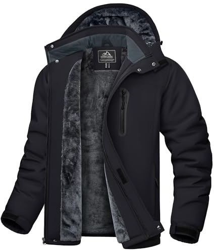 Cavva Skijacke Herren Snowboardjacke Gefütterte Winterjacke Schwarz XL